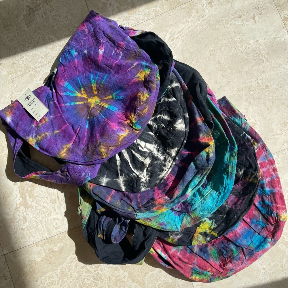 Boho Tie Dye Cotton Crossbody Hobo Bag In Pink AND Blue Brand New - Picture 12 of 13